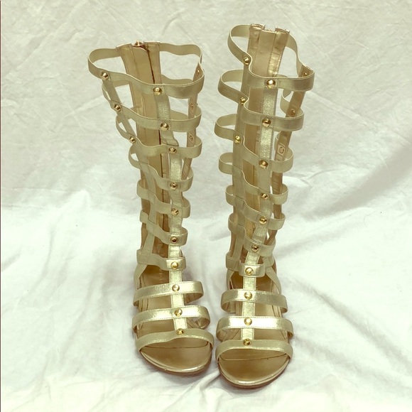 tall gold gladiator sandals